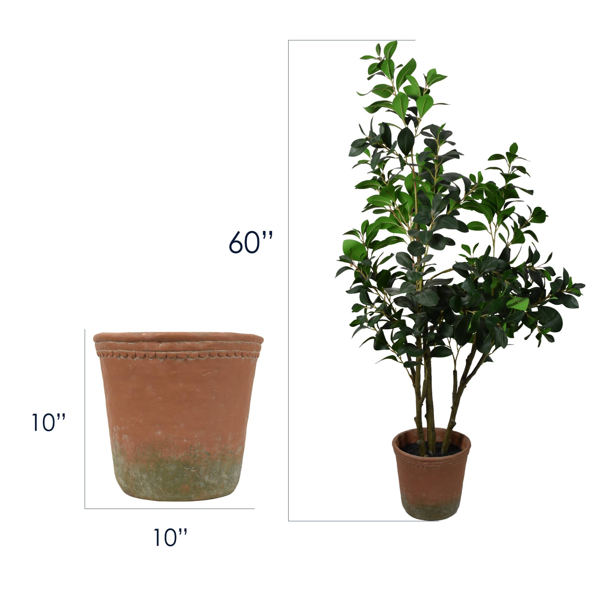 American Art Decor 5ft Artificial Pea Tree in Cement Pot Faux Plant
